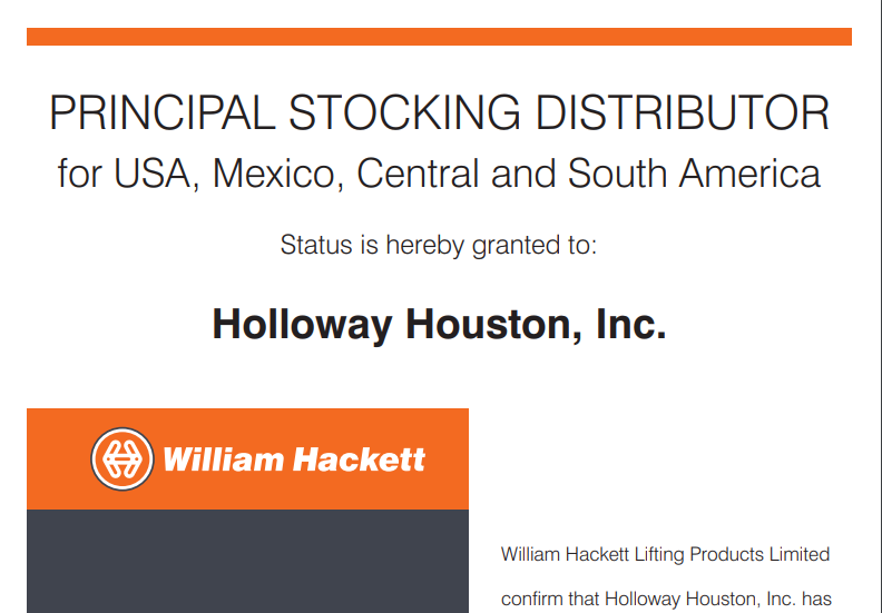 WILLIAM HACKETT PRINCIPAL STOCKING DISTRIBUTOR